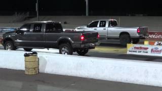 2007 F350 Diesel vs 2008 Ram 3500 Diesel 14 Mile [upl. by Getraer147]