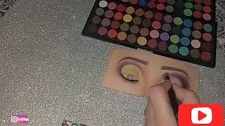 Yellow Cut Crease Eye MakeupEye Dummy Makeup Practice BoardIndian Asian bridal eye makeup tutorial [upl. by Ause328]