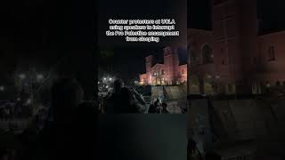 Counter protesters using speakers to interrupt the pro🇵🇸 encampment from sleeping ucla protest [upl. by Gnof855]