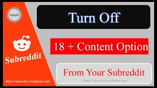 How to Disable NSFW 18  Content Option from Subreddit [upl. by Anerda]