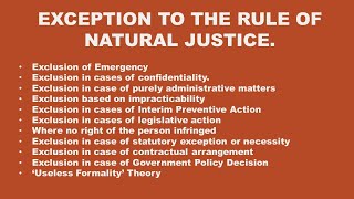 Exceptions to the rule of natural justiceनैसर्गिक न्याय के नियम के अपवाद [upl. by Dahl]