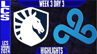 TL vs C9 Highlights  LCS Spring 2024 Week 3 Day 3  Team Liquid vs Clolud9 [upl. by Enomaj]