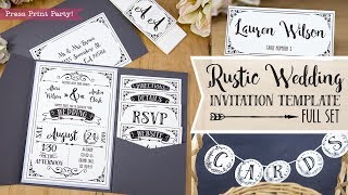 DIY Rustic Wedding Invitation Template Printable  Details menu RSVP Cards place cards and more [upl. by Crifasi857]