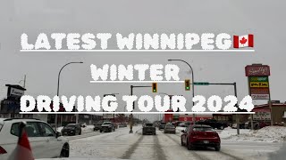 Latest WINNIPEG winter drive 2024  Manitoba Canada 🇨🇦 [upl. by Bernie765]