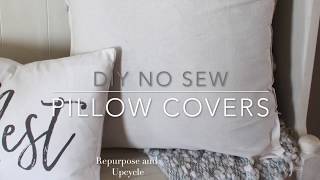 DIY NO SEW PILLOW COVERS without sewing and with using fabric tape [upl. by Cristina]