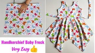 Handkerchief Baby Frock Cutting and Stitching very Easy  Handkerchief Baby Frock With Belt [upl. by Musetta]