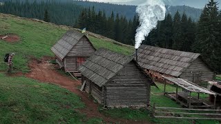 Almost abandoned log cabin in the mountains This is where the shepherds live far from civilization [upl. by Maddocks55]