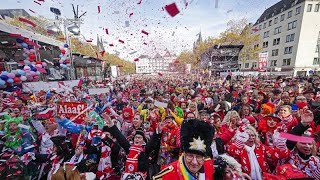 Cologne commemorates 200 years of carnival with thousands of revellers [upl. by Bascomb]