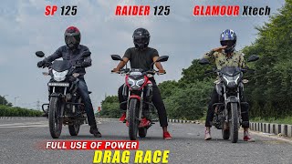 Raider 125 Vs Pulsar NS125 Vs Avenger 160 Vs Honda Shine  Race Till Their Potential  Quad Battle [upl. by Yrojram]