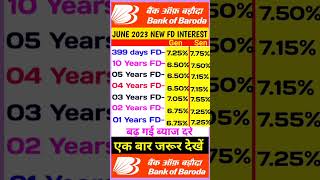 bank of baroda fd new interest rates june 2023bob interest rate 2023 [upl. by Grunenwald531]