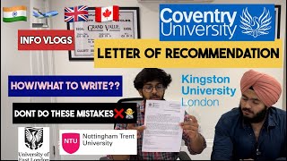 How to write LETTER OF RECOMMENDATION Tips and Strategies Masters In UK Coventry University [upl. by Denbrook]