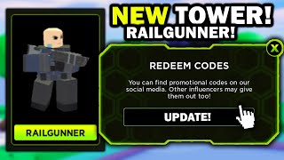 NEW RAILGUNNER TOWER amp CODE  Tower Defense X Roblox [upl. by Nylirehc]