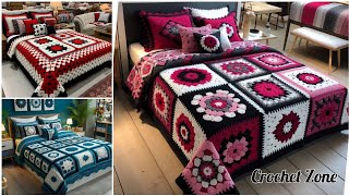 Charming Crochet bedcover design ideasCrochet bedspreads design model knitted with wool crochet [upl. by Alehcim]