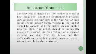 RHEOLOGY MODIFIERS [upl. by Esyahc]