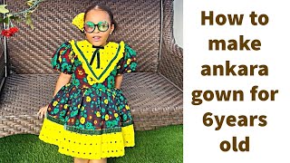 HOW TO CUT AND SEW ANKARA BALL GOWN FOR 6YEARS OLD GIRL WITH PUFF SLEEVES puffsleeves [upl. by Nylesor301]