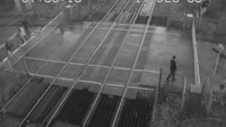 Man jumps level crossing barrier [upl. by Tnerb]