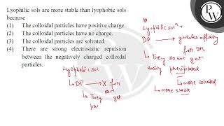 Lyophilic sols are more stable than lyophobic sols because [upl. by Eitirahc]