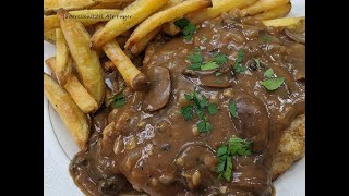 Jägerschnitzel JAEGERSCHNITZEL PORK STEAK WITH MUSHROOM GRAVY AIR FRYER [upl. by Oicaroh900]