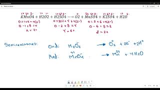 Balanceo Redox Ionelectrón en medio ácido KMnO4  H2O2 [upl. by Kelton]