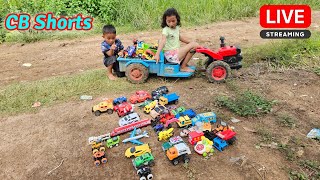 Yana and Oun Mey ride a tractor to find small cars on the road near their house again today [upl. by Auqenes]