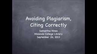 Avoiding Plagiarism Citing Correctly [upl. by Baldridge]