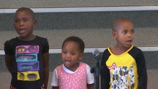 quotNkosi sikelel Afrikaquot National Anthem of RSA by 3 little Zulu children [upl. by Imuya448]