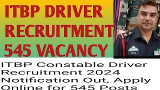 ITBP DRIVER RECRUITMENT  itbpdriver news [upl. by Adianez]