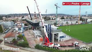 CANCÉ  Levage Méga Poutre Tribune Lacroix du Stade Armandie dAgen [upl. by Jeane]