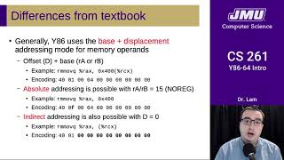 JMU CS261 16 Y86 Intro Part 04  Addressing Modes [upl. by Amada]