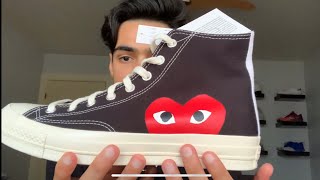 Converse x COMME des GARÇON BLACKRED REVIEW  ON FOOT REVIEW [upl. by Blanding]