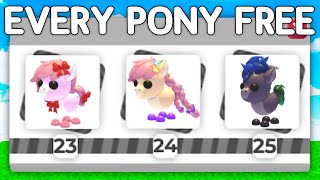 How To Get EVERY PONY FREE In Adopt Me [upl. by Kelci]