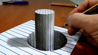 3D Trick Art on Line Paper Stick in the Hole [upl. by Adnotal]