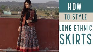 How to style long ethnic skirts  Skirts styling ideas  How to wear skirts [upl. by Baskett528]