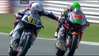 Video Extra Rider pulls rivals brake at 130 mph [upl. by Emmott]