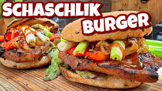 Schaschlik Burger  original Schaschlik Rezept als Burger  Westmünsterland BBQ [upl. by Ralyat]