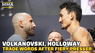 Alexander Volkanovski Max Holloway Trade Words After Fiery Press Conference  UFC 276 Faceoff [upl. by Ettenyl]