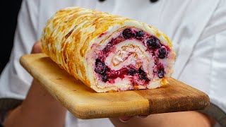 How easy it is to make meringue roulade with black currant An ideal dessert [upl. by Aniras]