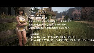 Black Desert 13900K E core ONOFF TEST [upl. by Ranitta]