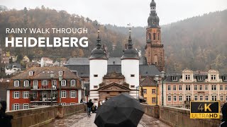 Rainy Walk through Heidelberg Germany  4K Walking Tour [upl. by Elahcim]