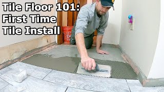 Tile Floor 101  Step by Step How to Install Tile for the First Time [upl. by Marlena]