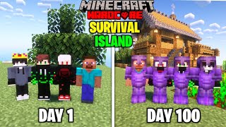 We Survived 100 Days On a SURVIVAL ISLAND In Minecraft Hardcore  4 Player 100 Days [upl. by Atiuqam]