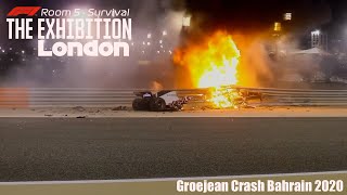 Grosjean Crash Bahrain 2020 I Survival I F1 The Exhibition London [upl. by Aitam]