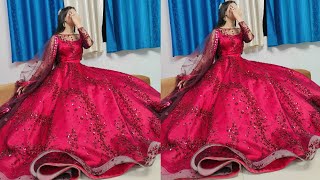 Wedding lehenga cutting and stitching DIY lehenga long dress crop top lehenga bridal lehenga [upl. by Anissej]