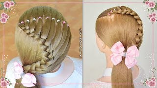 Coletas con Trenzas para Niñas  Peinados Faciles y Rapidos para Cabello Largo [upl. by Anilas]