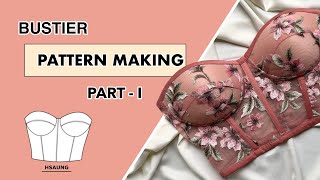 Bustier Pattern Making How to draft Bustier Top Pattern [upl. by Rabma]