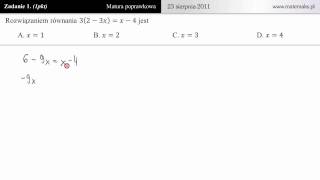 1 Rozwiąż równanie matura poprawkowa z matematyki 2011 [upl. by Petras]