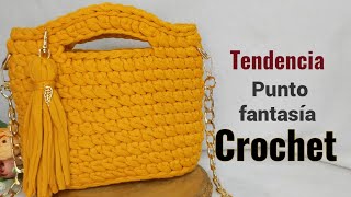 BOLSO TRAPILLO quotpunto FANTASIAquot principiantes facil sencillo TEJIDO CROCHET [upl. by Eesyak929]