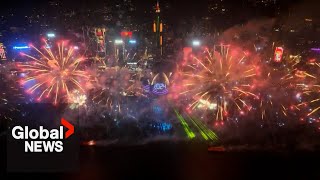 New Years 2024 Hong Kong shows off biggest fireworks display to date [upl. by Vern]