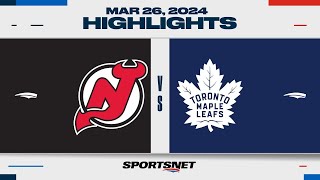 NHL Highlights  Devil vs Maple Leafs  March 26 2024 [upl. by Bhayani]