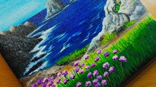 Acrylic painting seascape rocksseascape painting acrylic painting satisfying [upl. by Abeh]